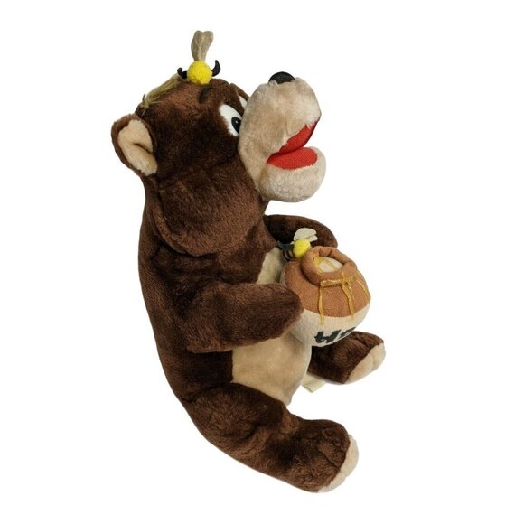 SHALOM TOY CO Plush Stuffed anima  Teddy Bear with honey pot and bees 12 inch - Picture 1 of 9